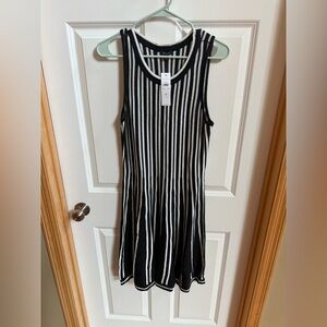 Ann Taylor Black and White Striped dress nwt size small